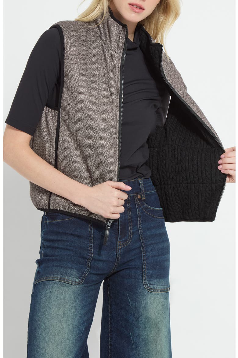 Rowyn Reversible Puffer Vest, Alternate, color, DONEGAL TWEED