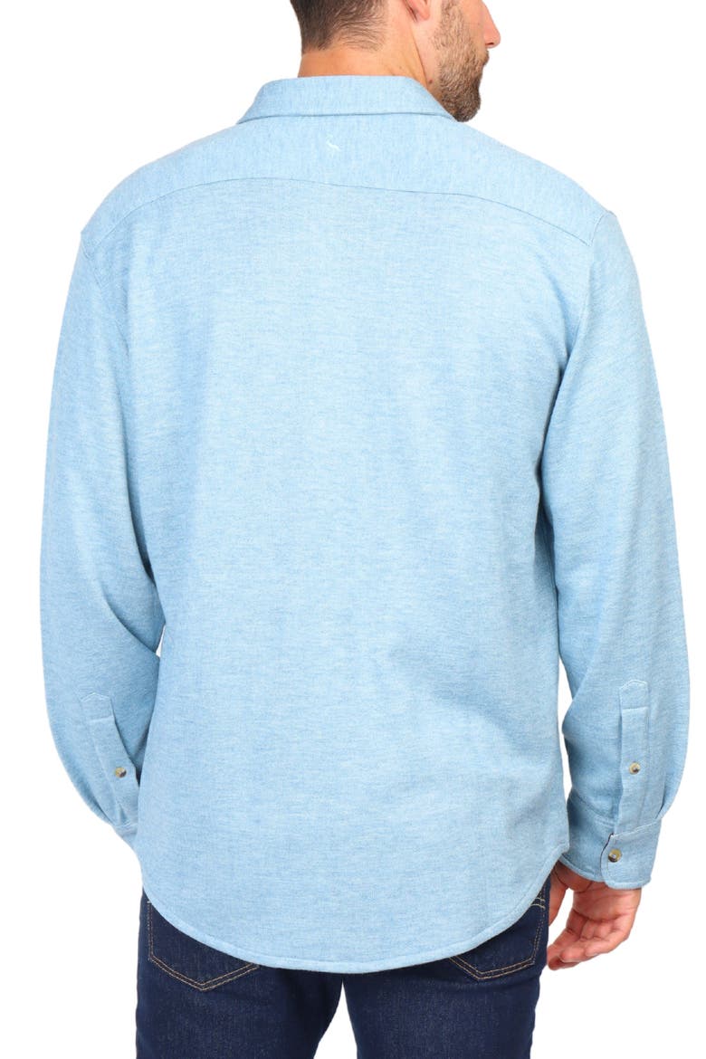 Long Sleeve Melange Solid Button Front Shirt, Alternate, color, AQUA