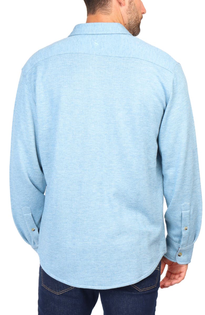 TailorByrd Long Sleeve Melange Solid Button Front Shirt, Alternate, color, Aqua