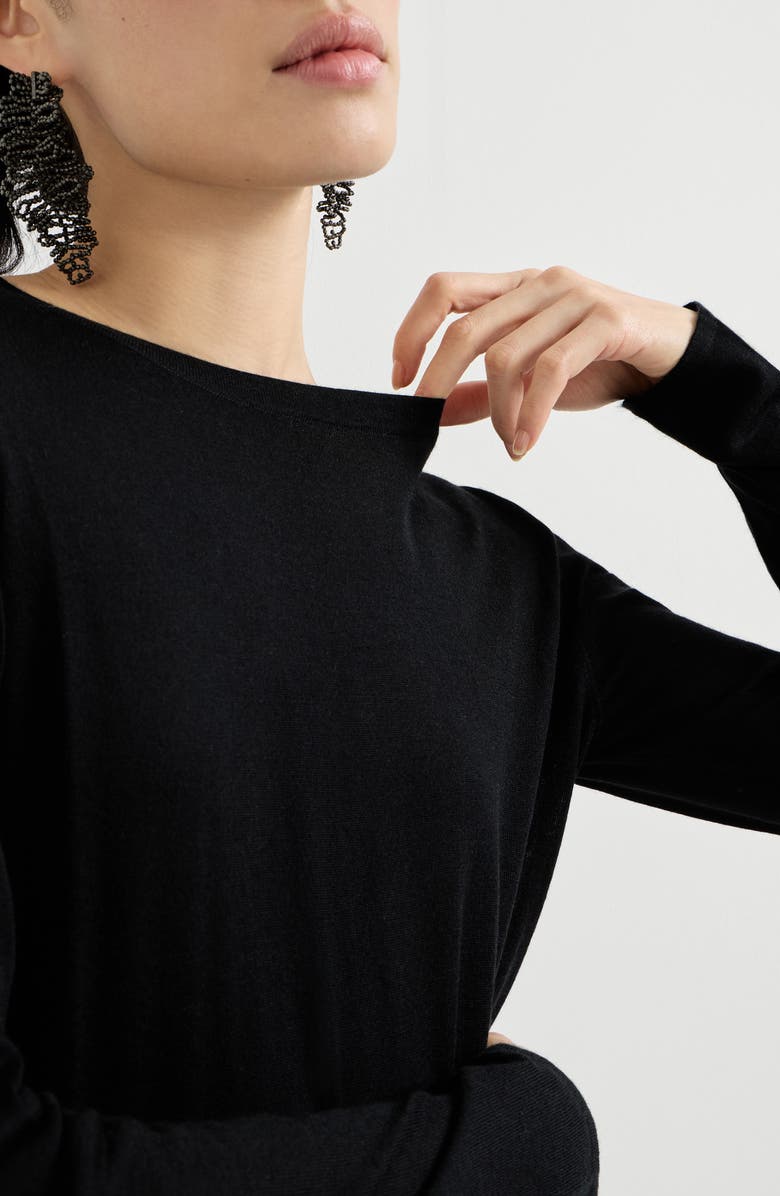 Brunello Cucinelli Cashmere and silk sweater, Alternate, color, Black