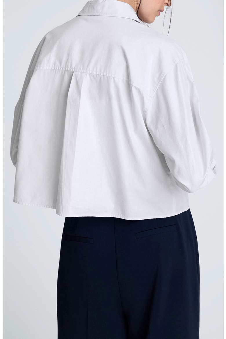 Crop Tuxedo Button-Up Shirt, Alternate, color, PURE WHITE