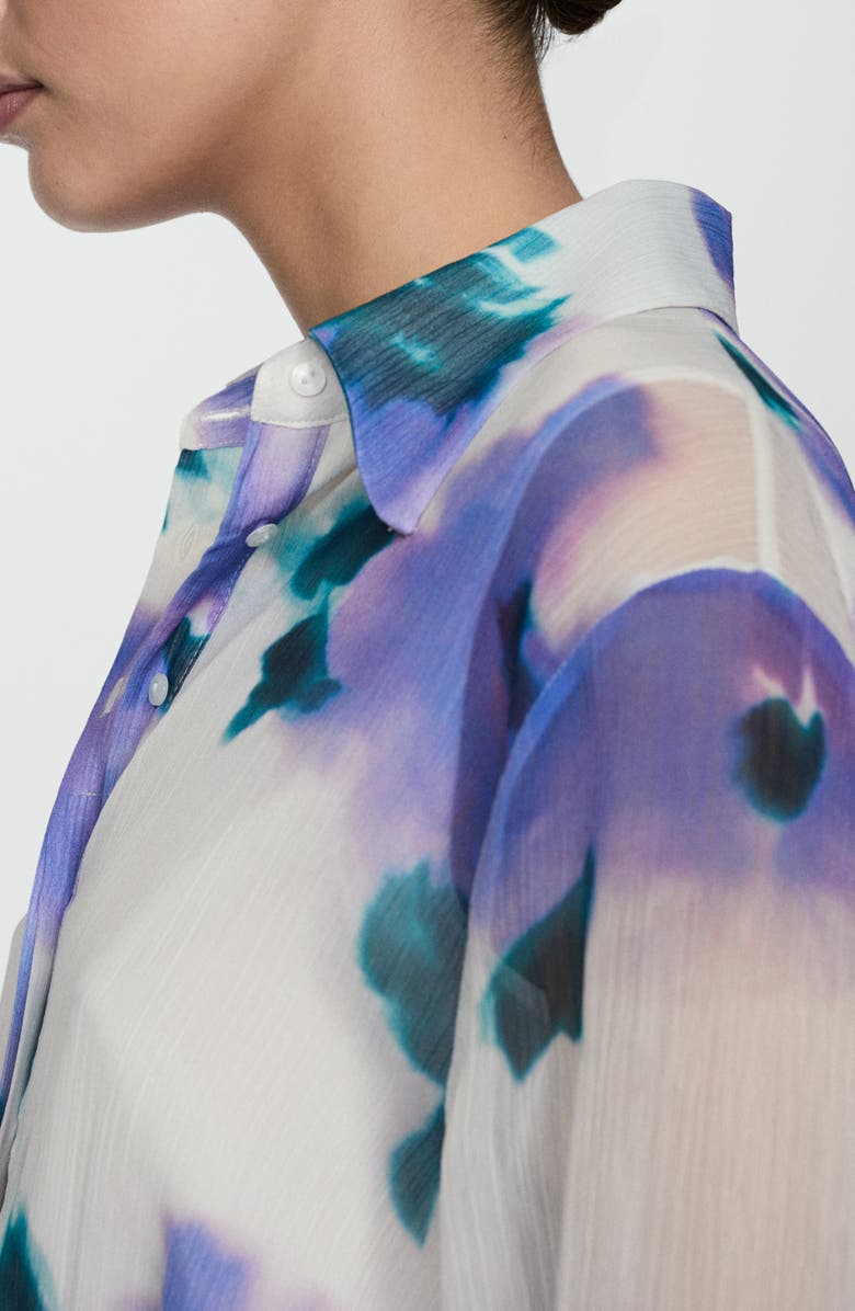 MANGO Floral Long Sleeve Jumpsuit, Alternate, color, Purple