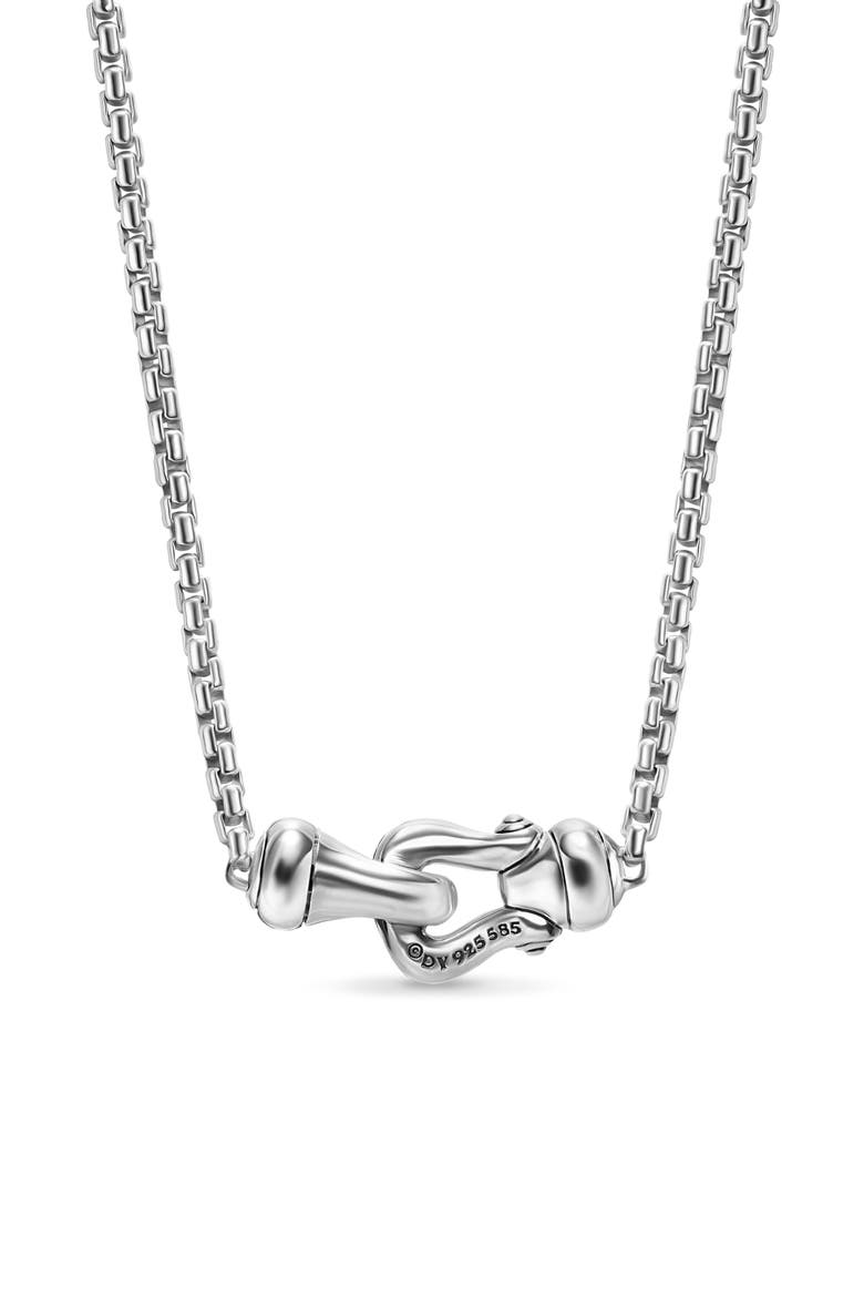 Petite Buckle Necklace in Sterling Silver with 14K Yellow Gold, 16.3mm, Alternate, color, NO COLOR