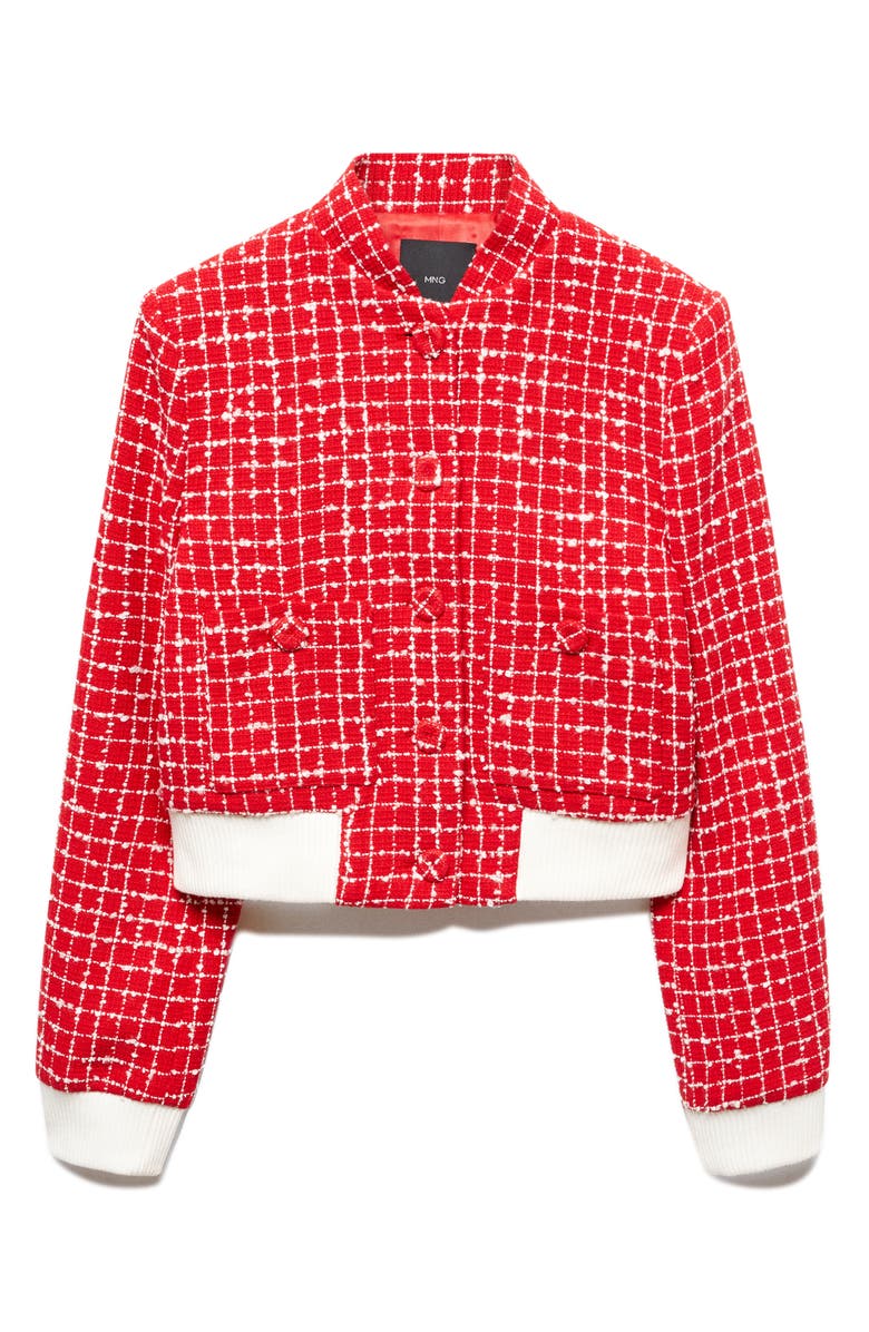 MANGO Check Tweed Bomber Jacket, Alternate, color, 
