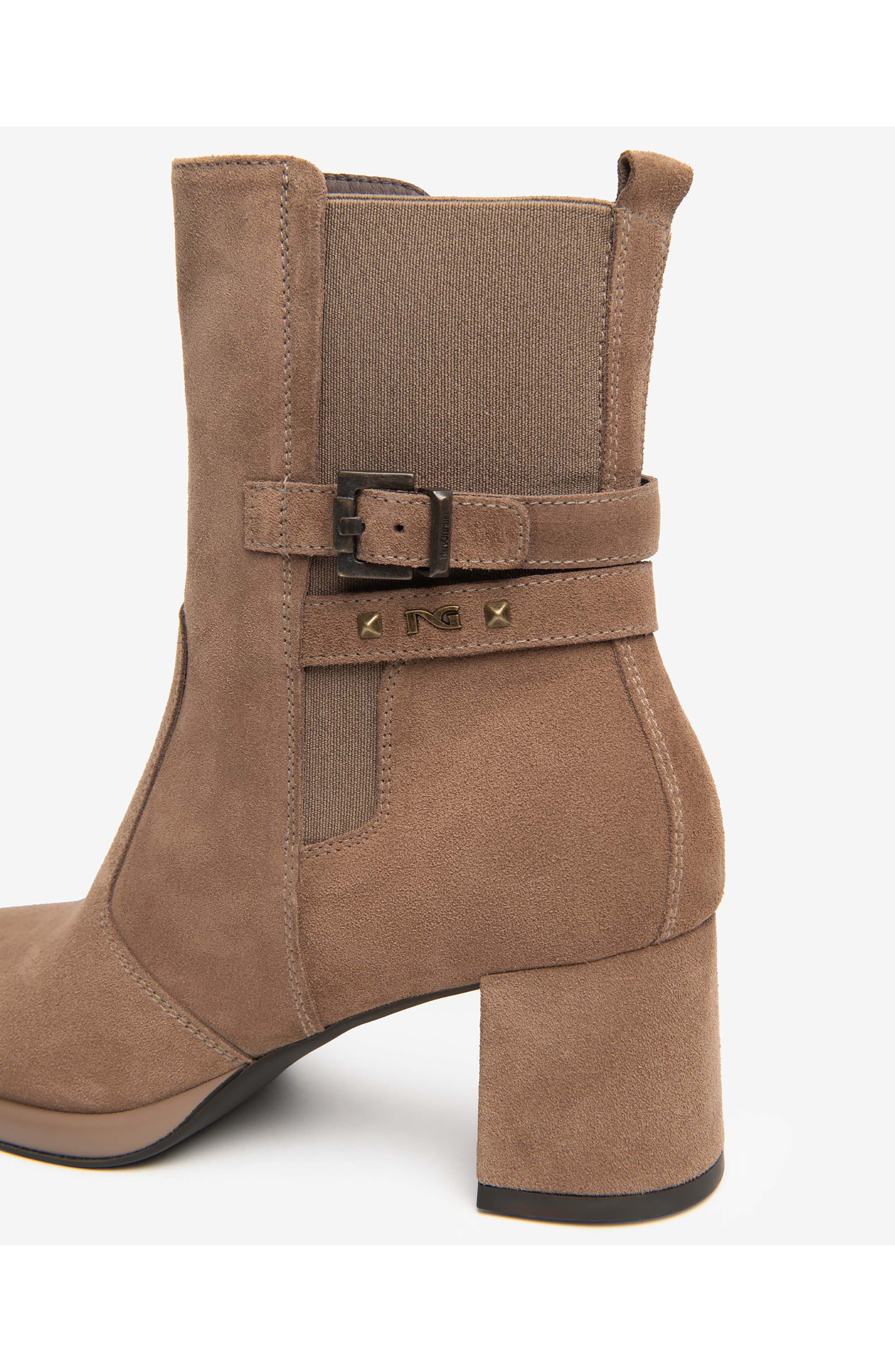 Leather Block Heel Chelsea Bootie, Alternate, color, MOCHA
