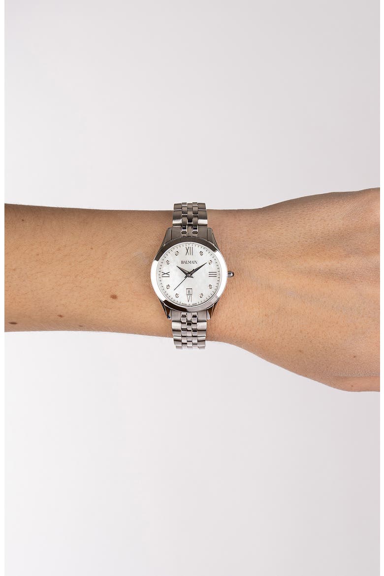 Classic R Diamond Bracelet Watch, 30mm, Alternate, color, STAINLESS STEEL