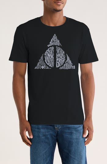 Monster Digital Happy Potter Deathly Hallows Graphic T-shirt In Black