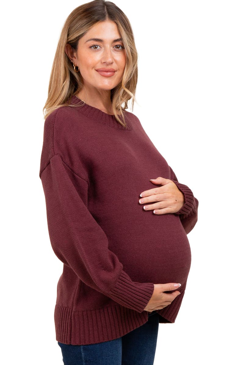 PinkBlush Drop Shoulder Oversized Sweater, Alternate, color, Burgundy