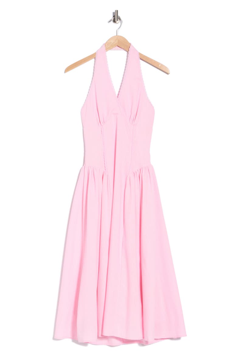Fit & Flare Halter Midi Dress, Main, color, ICY PINK