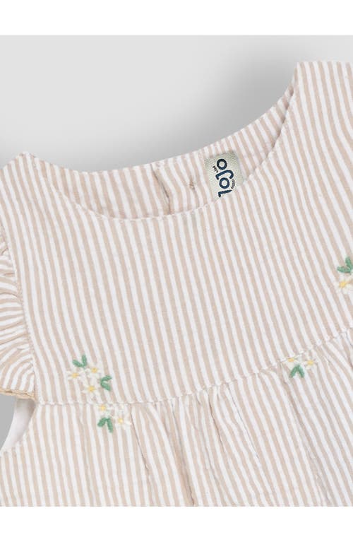 Jojo Maman Bébé Jojo Maman Bebe Daisy Embroidery Cotton Seersucker Jumpsuit In Natural