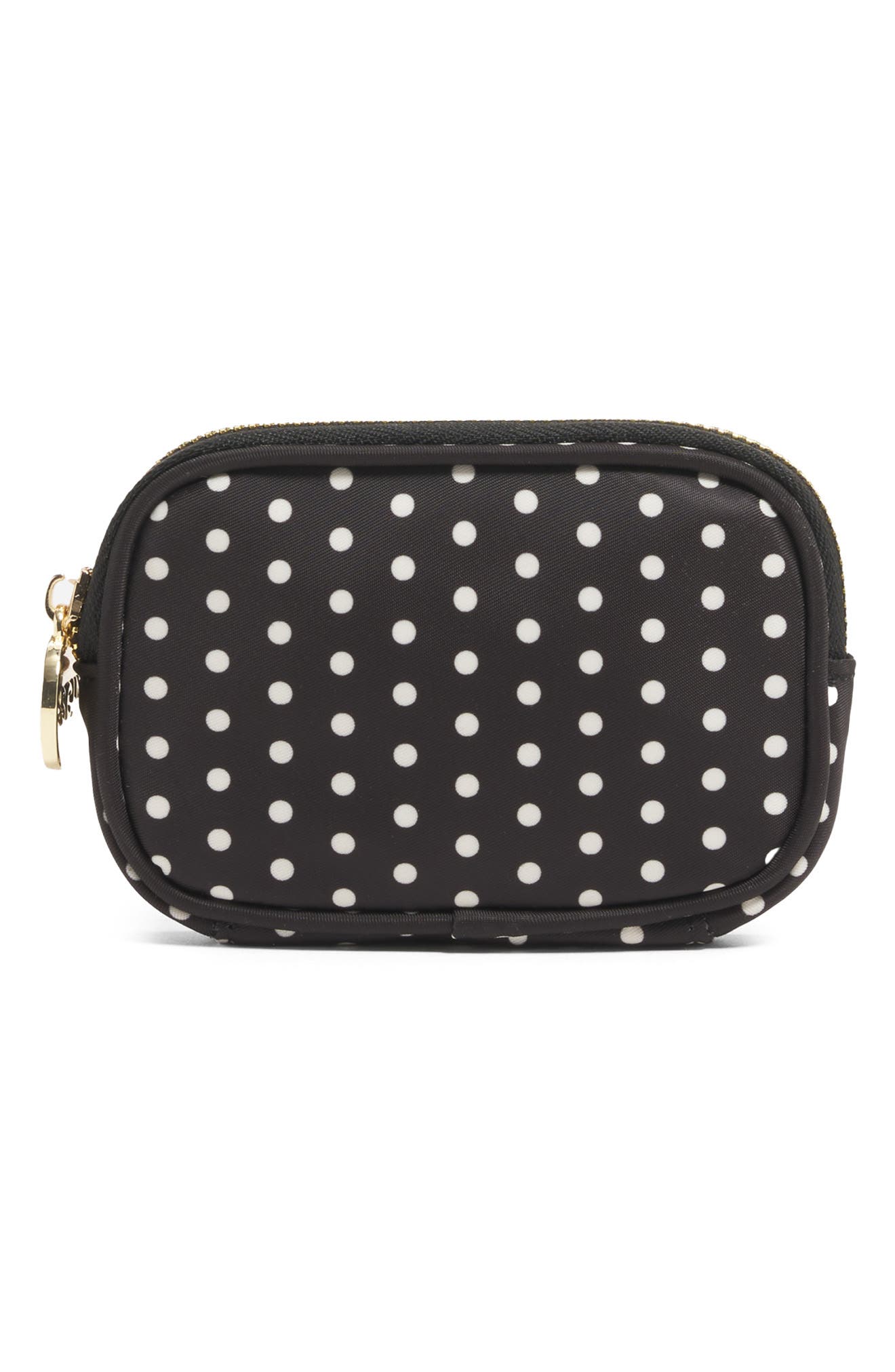 Stoney Clover Lane Micro Dot Print Nylon Pouch, Main, color, Small Dot Black Base
