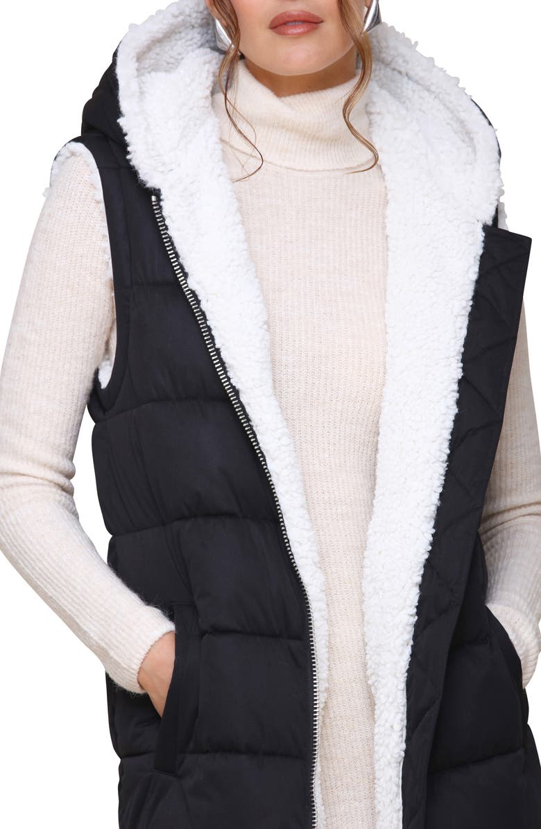 Avec Les Filles Hooded Longline Puffer Vest, Alternate, color, 