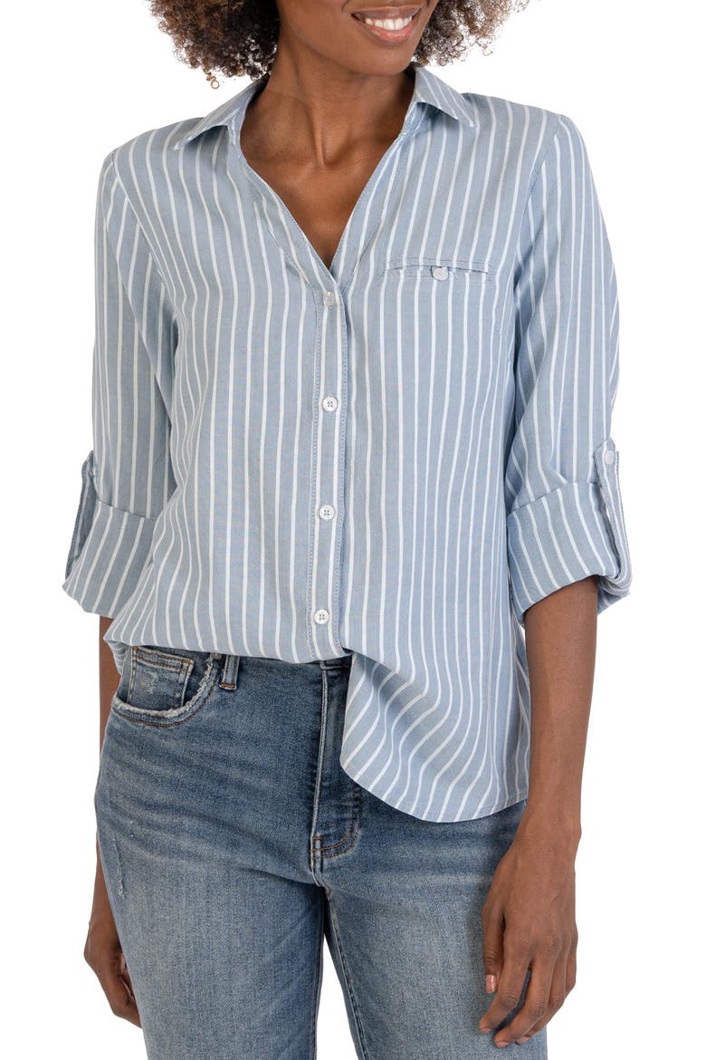 Stripe Textured Button-Up Shirt, Main, color, LIGHT BLUE/ WHITE