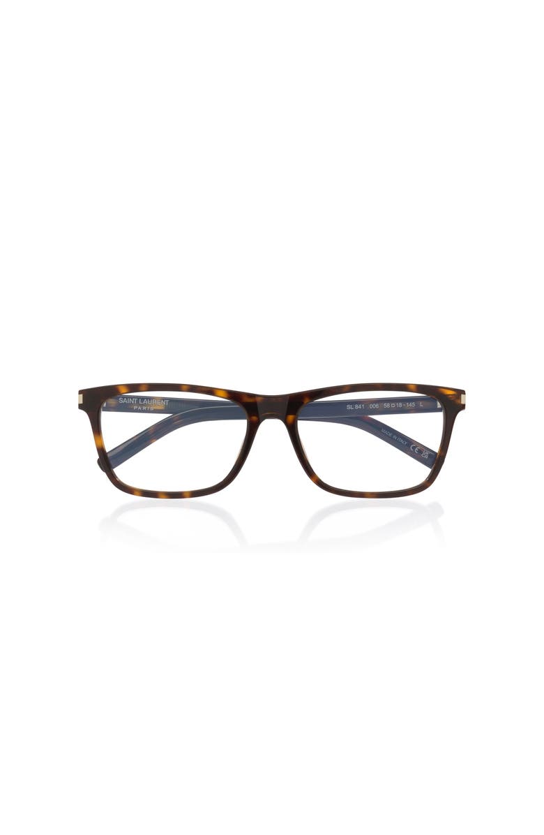 Saint Laurent 58mm Rectangle optical glasses, Alternate, color, Tortoise