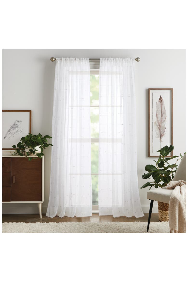 Metallic Grid Set of 2 Curtain Panels, Alternate, color, WHITE/ GOLD