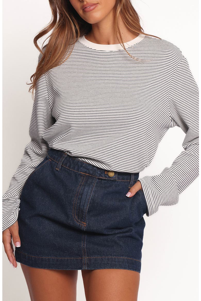 Ruva Stripe Long Sleeve T-Shirt, Main, color, NAVY WHITE STRIPE