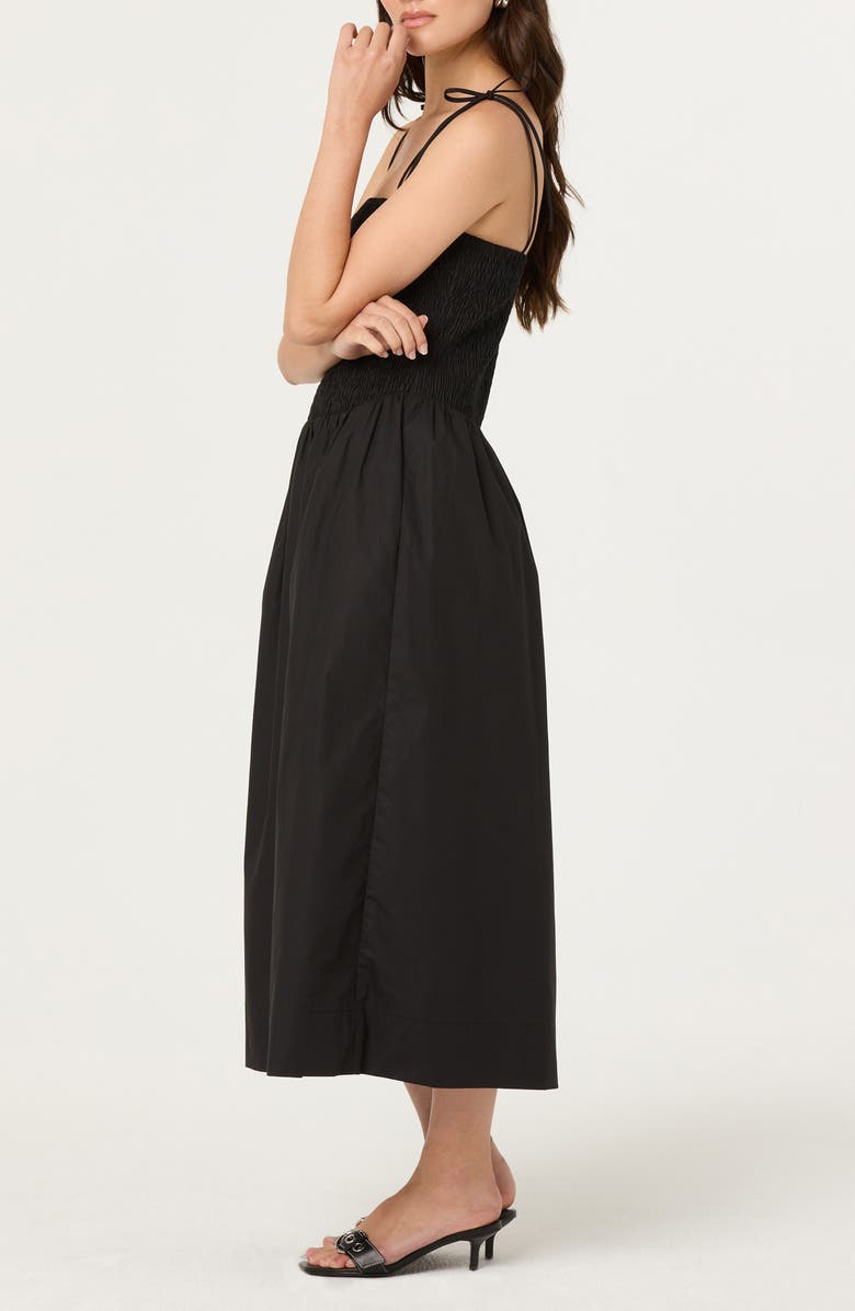 ASTR the Label Drop Waist Smocked Midi Dress, Alternate, color, Black