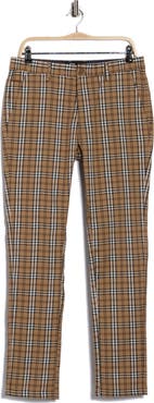 T.R. PREMIUM Slim Fit Flat Front Plaid Dress Pants