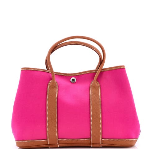 Garden Party Tote Toile and Leather 30