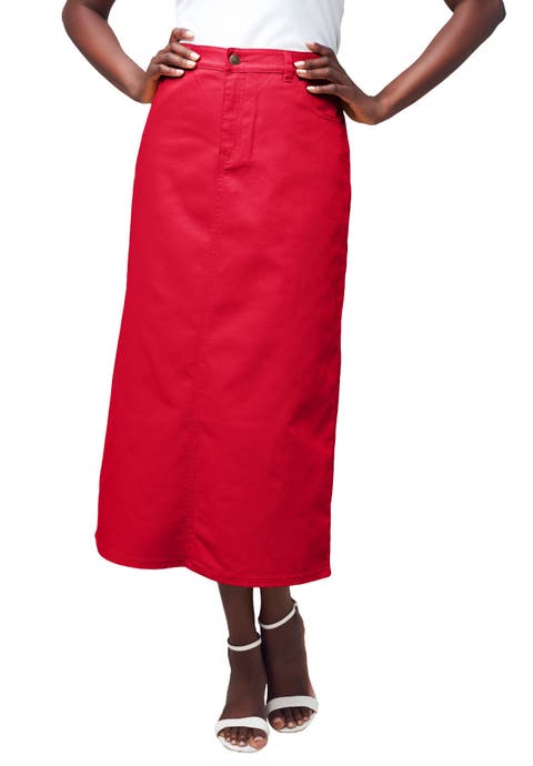 True Fit Stretch Denim Midi Skirt (Plus)