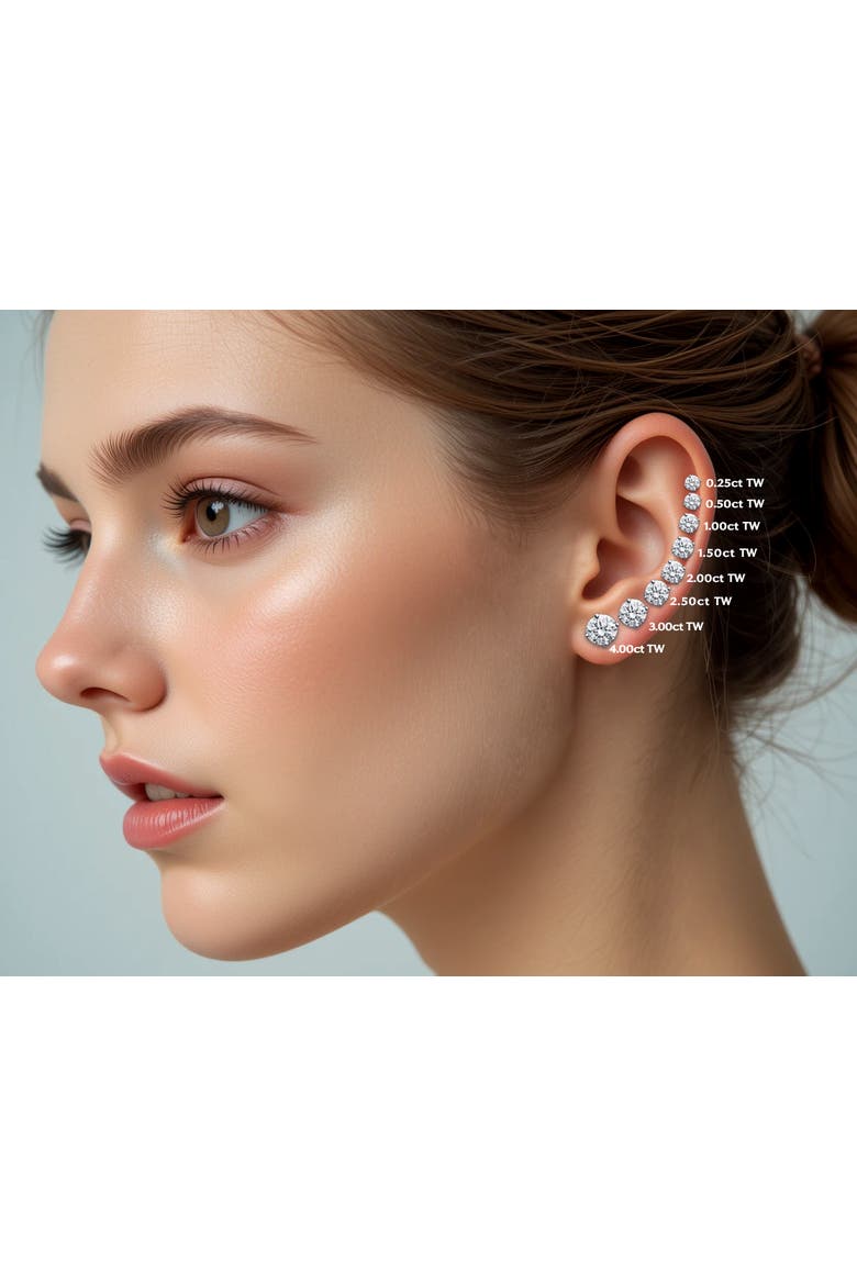 1 1/2ct Lab Grown Diamond Studs 14k Gold Earrings, Alternate, color, 14k White Gold
