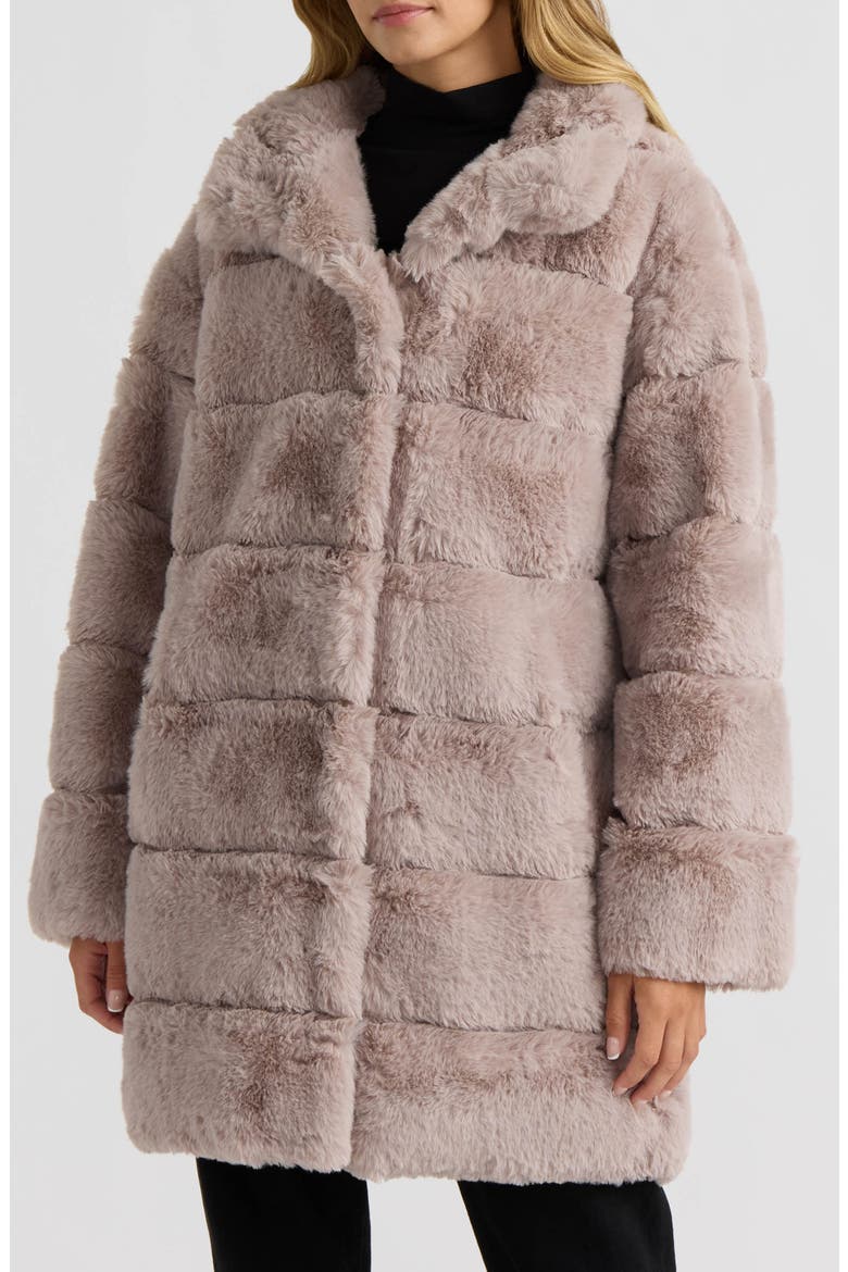 Wide Stripe Faux Fur Coat, Main, color, ASH GRAY