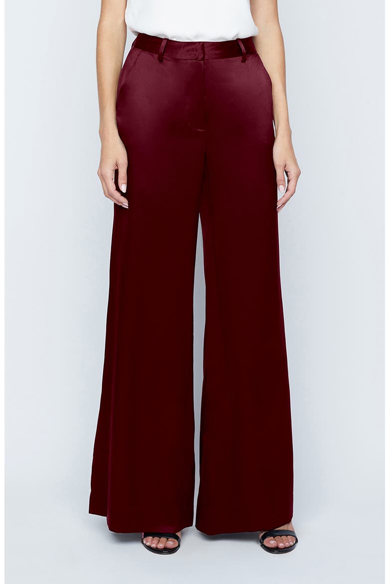 Pilar Silk Wide Leg Pants, Main, color, MERLOT RED