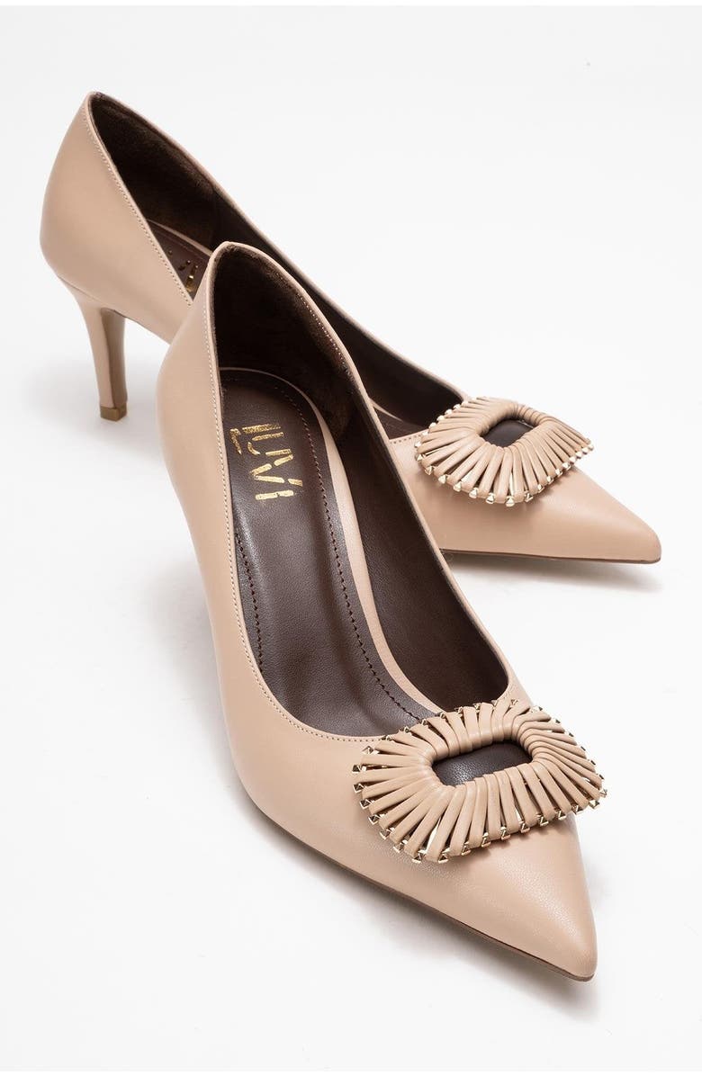 Prologue Shoes Great Buckle Pointed Toe Pump, Alternate, color, Beige