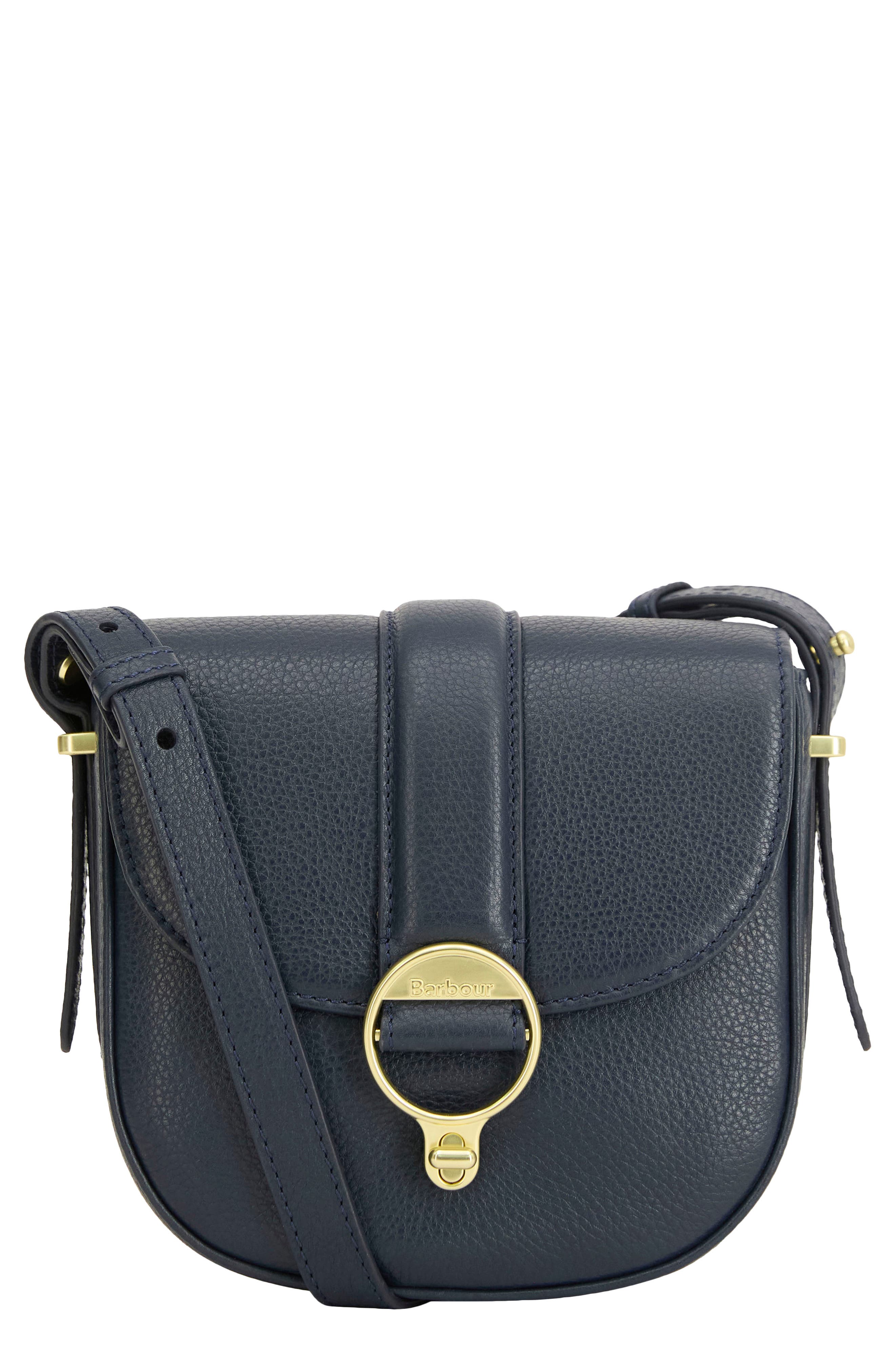 Elm Leather Crossbody Bag, Main, color, NAVY