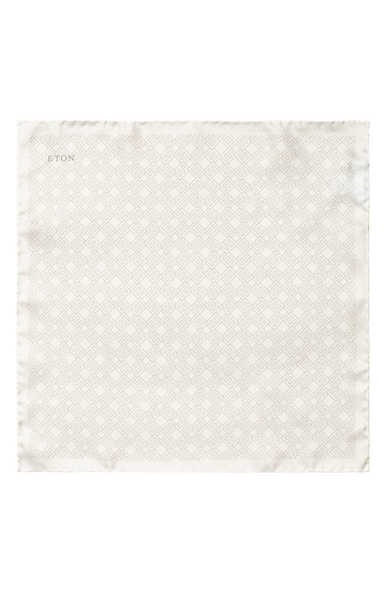 Eton Geometric Print Silk Pocket Square, Alternate, color,