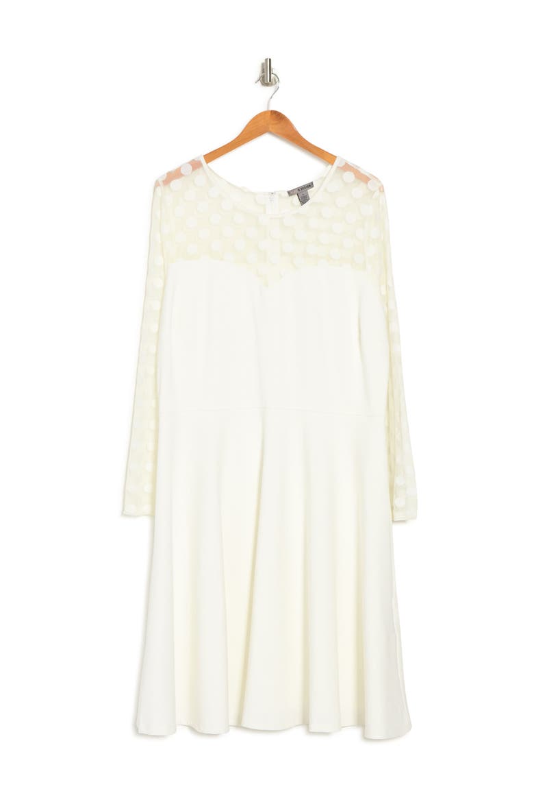 Stella Long Sleeve Dot Mesh Minidress, Alternate, color, CREAM