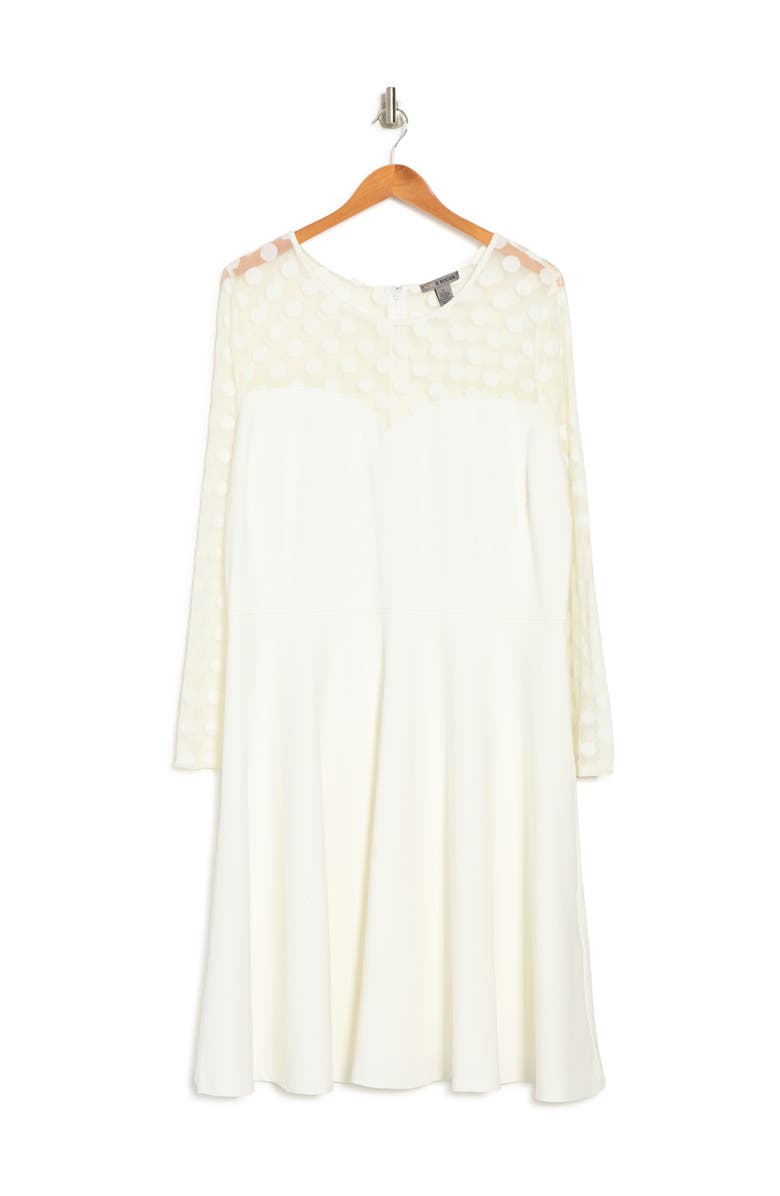 Love By Design Stella Long Sleeve Dot Mesh Minidress, Alternate, color, Cream