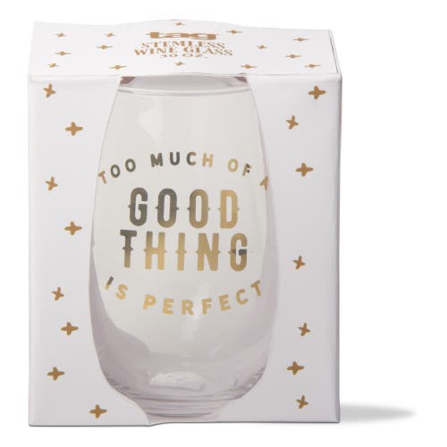 Tag Good Thing Stemless Wine Glasses Set Of 2 Gold Drinkware In White