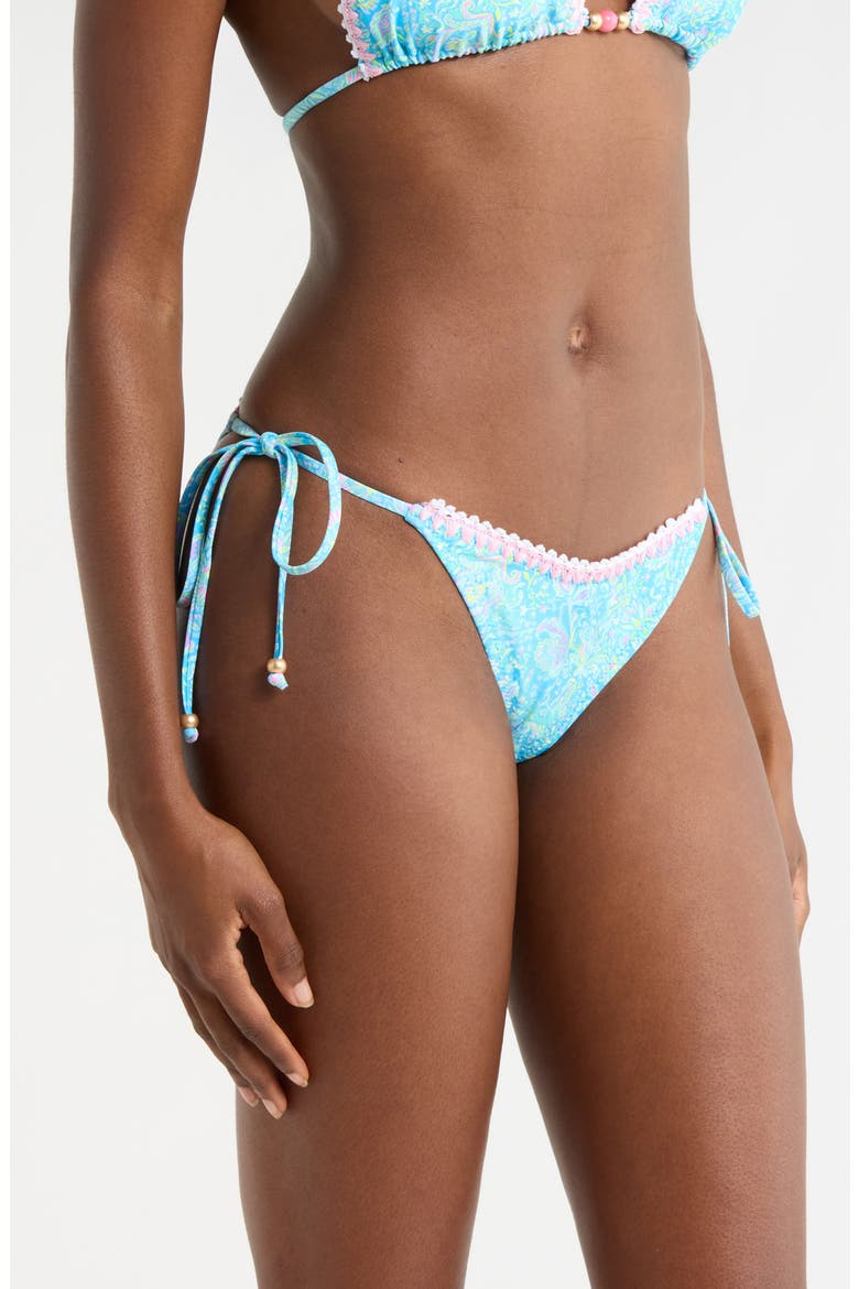 Blanket Stitch Embroidery Trim Tie Side Bikini Bottoms, Alternate, color, STARGAZE