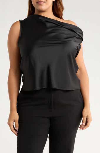 Renee C Cowl Off Shoulder Satin Top