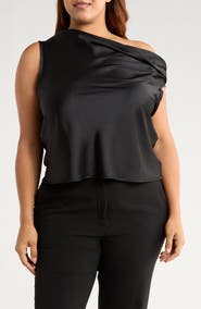 Renee C Cowl Off Shoulder Satin Top