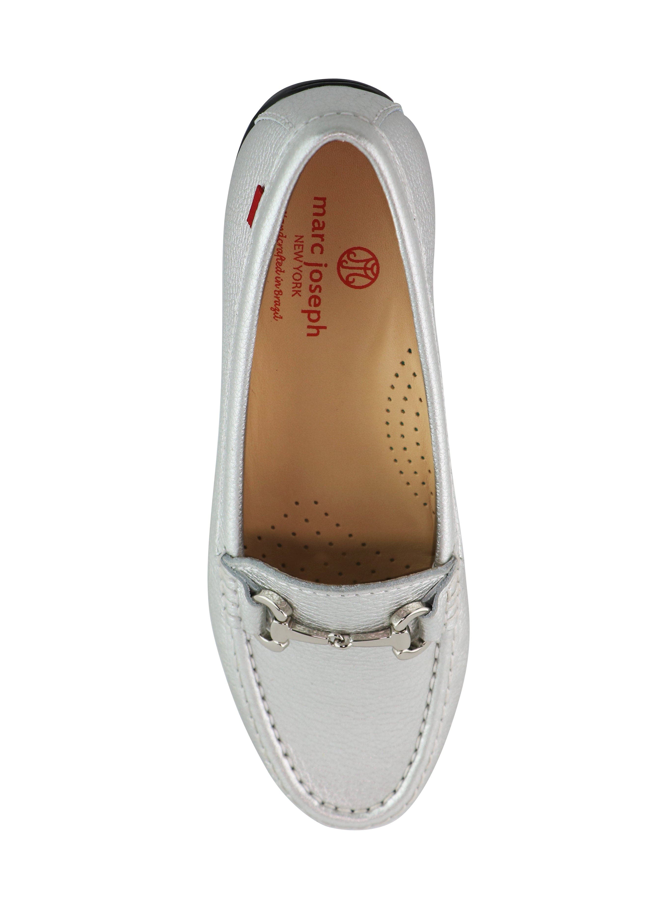 Carter Road Slip On Leather Buckle Loafer, Alternate, color, Silver Grainy Napa