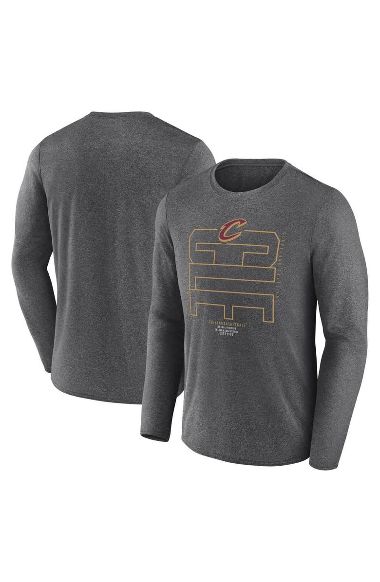 FANATICS Men's Fanatics  Heather Charcoal Cleveland Cavaliers Game Point Long Sleeve T-Shirt, Alternate, color, 