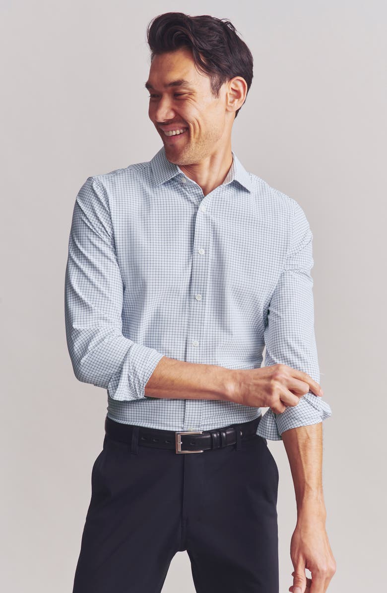 Rhone State of Mind Slim Fit Button-Up Shirt, Alternate, color, Light Blue/ Black Mini Window