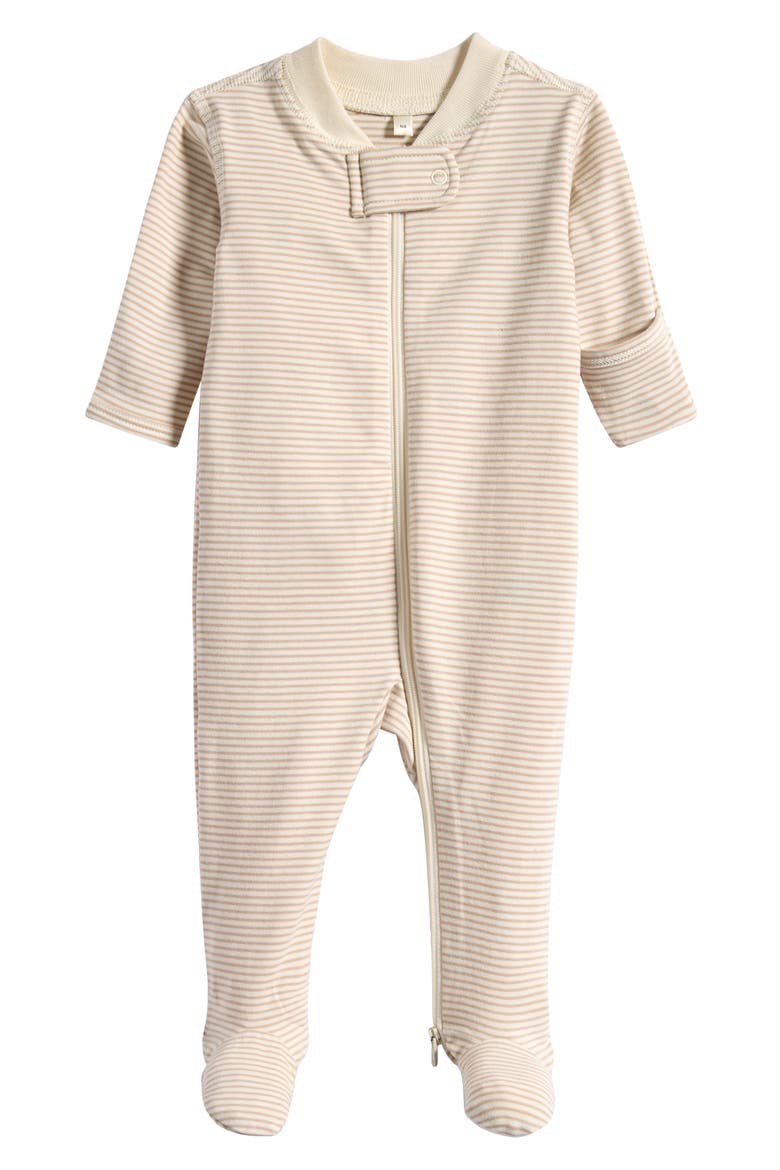 Stripe Zip Footie, Main, color, OAT