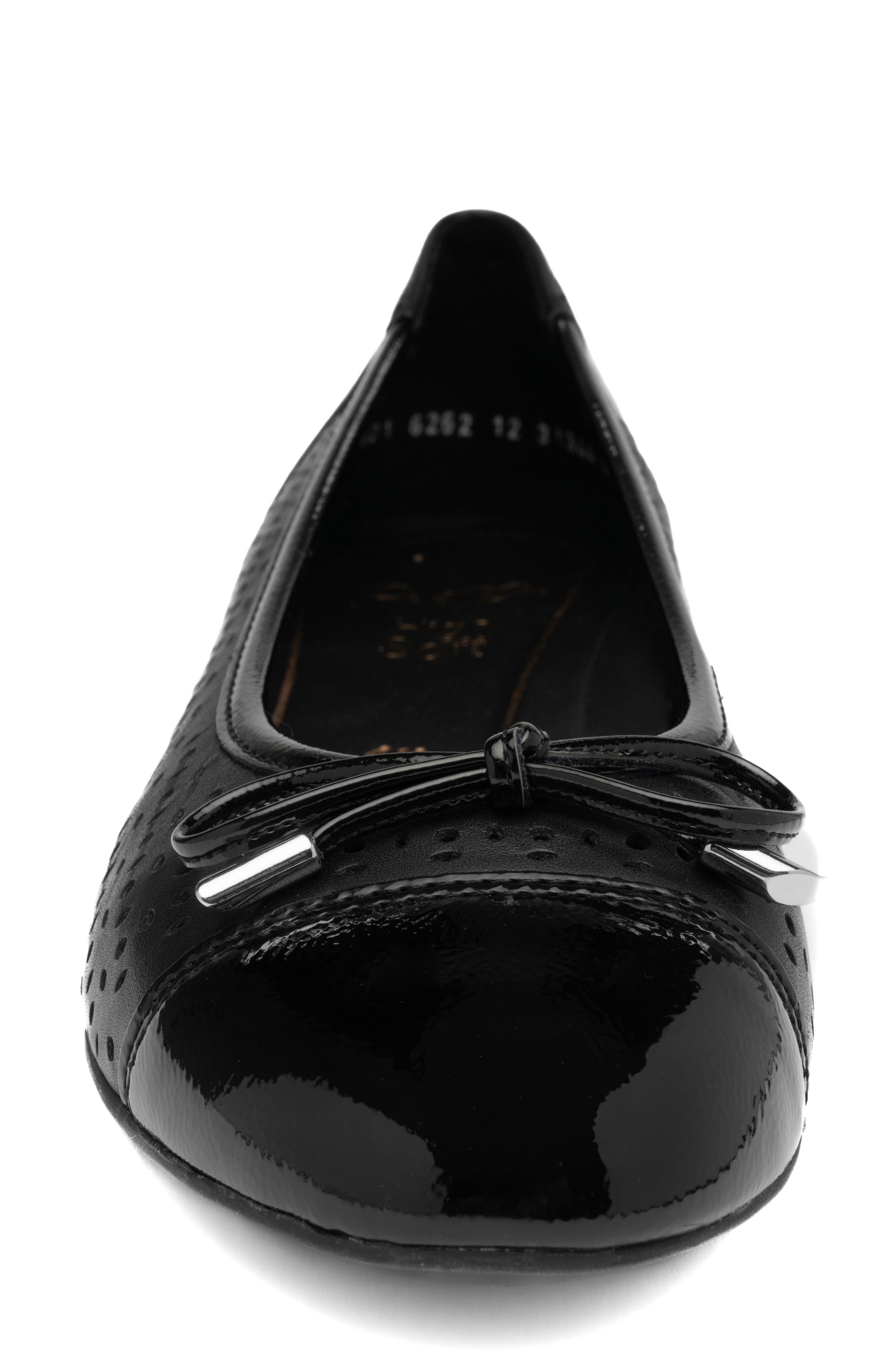 ara Sangria Cap Toe Flat, Alternate, color, Black