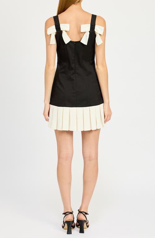 En Saison Clarisse Pleated Minidress In Black Off White
