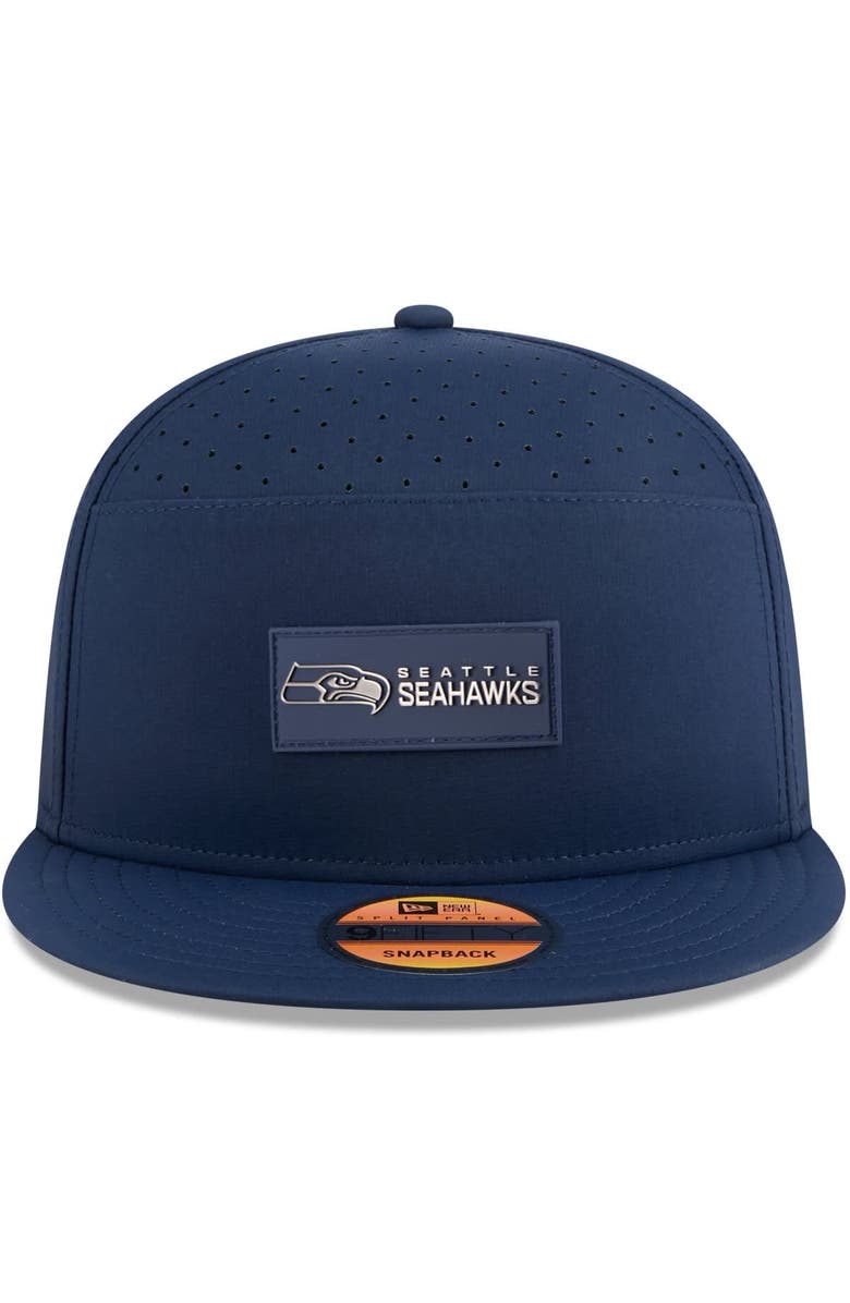 New Era Men's New Era College Navy Seattle Seahawks 2025 Sideline  Split Panel 9FIFTY Snapback Hat, Alternate, color, College Navy