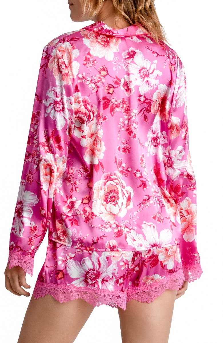 In Bloom by Jonquil My Valentine Floral Lace Trim Satin Short Pajamas, Alternate, color, 