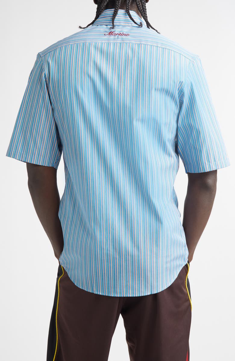 Martine Rose Casual Stripe Button-Down Shirt, Alternate, color, Bluora