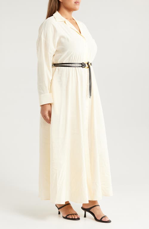 Melloday Long Sleeve Maxi Shirtdress In Bone