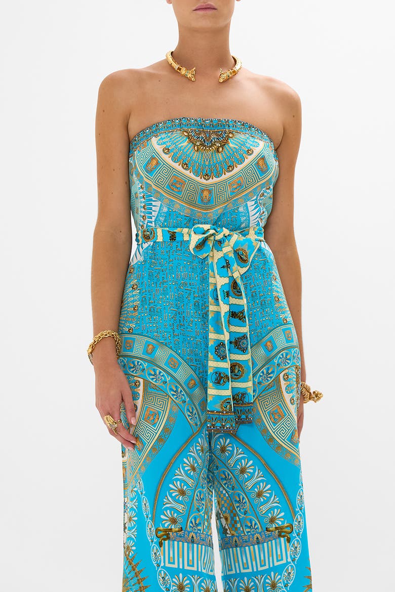 TIE WAIST STRAPLESS JUMPSUIT TEMPLE OF LIGHT, Alternate, color, TEMPLE OF LIGHT