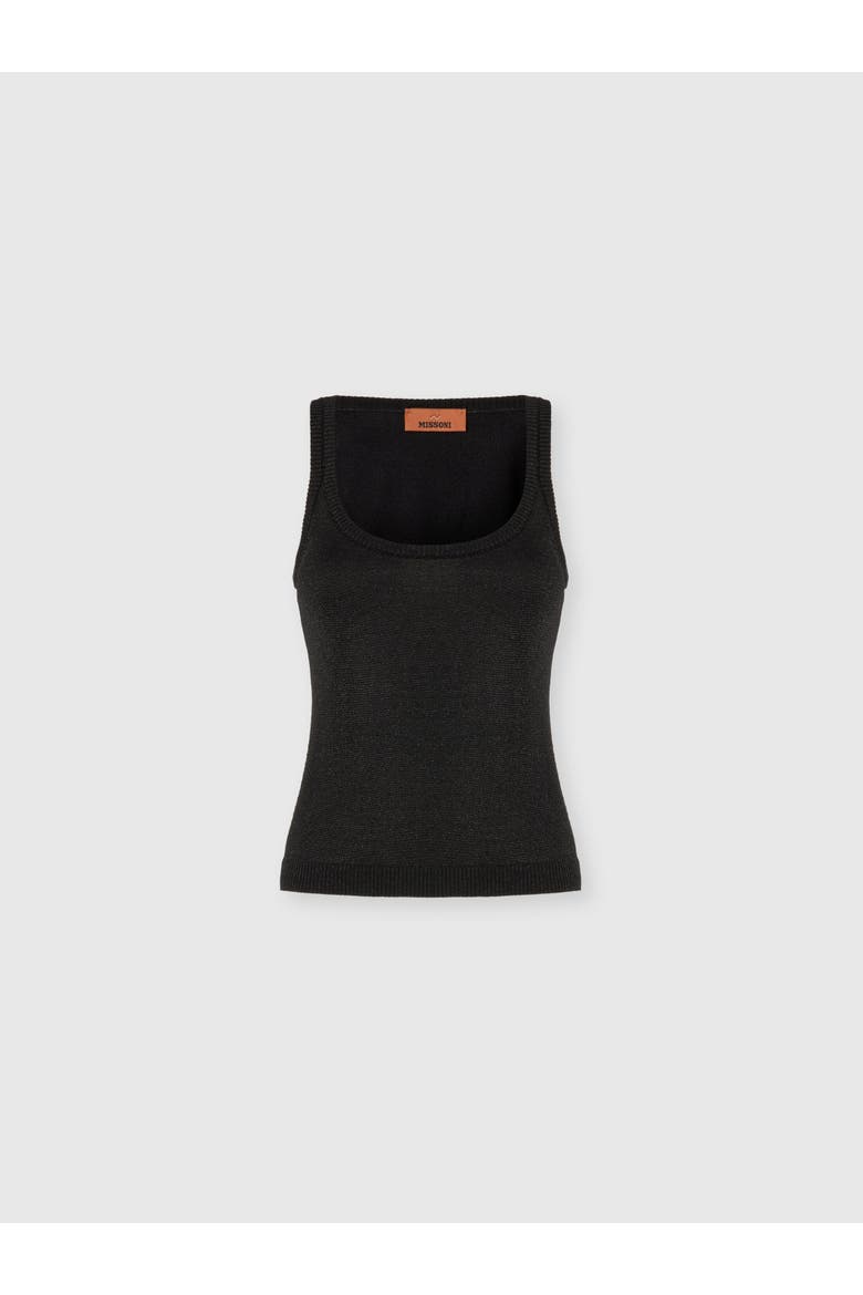 Tank Top In Viscose Lamé, Alternate, color, Black