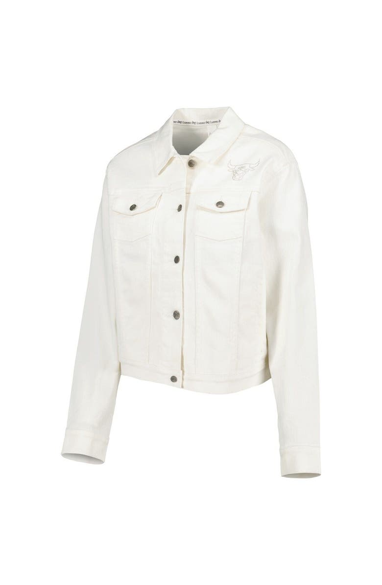 LUSSO Women's Lusso White Chicago Bulls Swarovski Crystal & Distressed Button-Up Denim Jacket, Alternate, color, White