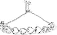 Haus of Brilliance Silver 1/10 Cttw Diamond Heart Link Bolo Bracelet